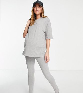 Missguided Maternity Leggings- & T-Shirt-Set in Grau