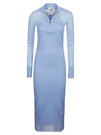 Fendi Light Blue Long silk dress