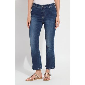 Lyss&eacute; Estelle Pull-On Flare Ankle Jeans in Dark Mid Wash at Nordstrom, Size X-Large