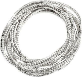 Nordstrom Set of 10 Crystal Stretch Bracelets in Clear- Silver at Nordstrom