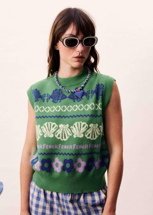 FRNCH Johanne Crew Neck Vest In Sea Life