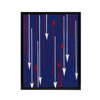 Artery8 Red Blue Arrows Textile Pattern Framed Canvas Wall Art Print Korin | Size: W24 x H32