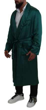 Dolce & Gabbana Mens Green Silk Waist Belt Robe Sleepwear Clothing