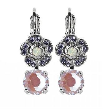 Mariana Womens Flower Drop Crystal Earrings In Purple Multi