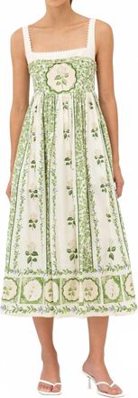 Agua Bendita Barbara Wild Cotton Midi Dress In Green