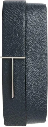 Tom Ford Reversible Slim T Soft Grain Leather Belt in Una Dark Navy/black at Nordstrom, Size 100
