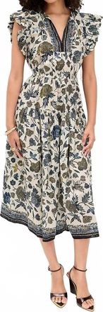 Ulla Johnson Kairi Flutter Sleeve Midi Dress In Porcelain