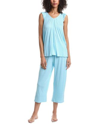 Ellen Tracy 2Pc Top & Cropped Pant Pajama Set