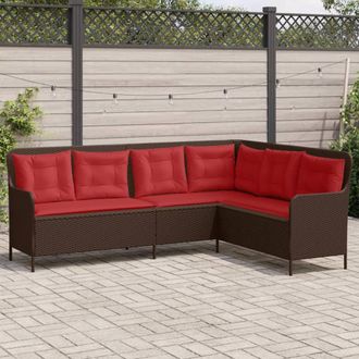 vidaXL Vidaxl Divano Da Giardino Con Cuscini A Forma Di L Polyrattan Marrone