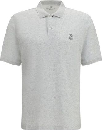 Brunello Cucinelli Gray Cotton Polo Mens Shirt