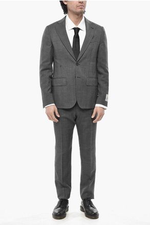 Corneliani CC COLLECTION Two-Button Virgin Wool Suit In Districk Check size 48