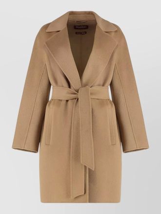 Max Mara wool cashmere coat belted notch collar