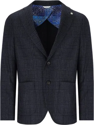 Manuel Ritz Blue Tartan Single Breasted Jacket