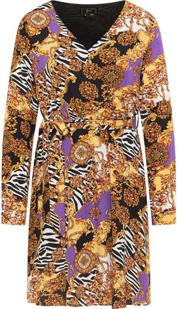 Faina midi-jurk Dames Oranje Veelkleurig