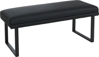 Hhg [nunca Usado] Banco Hhg-078, Banco Tapizado, Banco De Vest&iacute;bulo, Banco De Comedor, Metal Y Cuero Sint&eacute;tico, 120 Cm, Negro