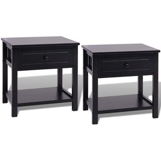 vidaXL Mesitas De Noche 2 Unidades Madera Negras Vidaxl