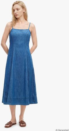Tommy Hilfiger Womens Lightweight Denim Maxi Dress - Medium Wash - XXL
