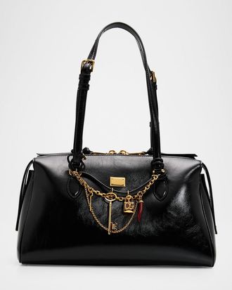 Dolce & Gabbana Charm-Embellished Leather Top-Handle Bag