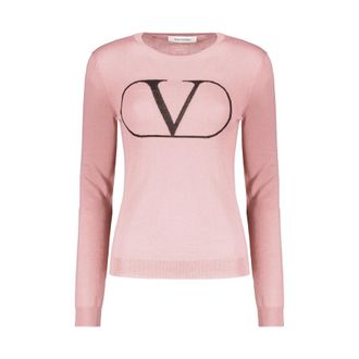 Valentino WomenS Pink Wool Crewneck Sweater, Size 44