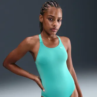 Nike Womens Swim HydraStrong Essential Fastback One Piece in Green | NESSA001-468