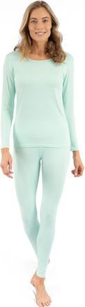 Leveret Womens Solid Thermal Pajama Set in Aqua at Nordstrom, Size X-Small