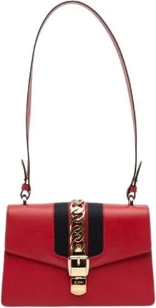 Gucci Pre-owned Sylvie Schoudertas - Dames - Vintage Schoudertas - Rood - ONE Size - Leer - Vintage