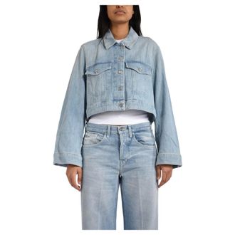 Dondup Denim Jackets, female, Blue, Size: XL Regular Cinque Tasche Jacket