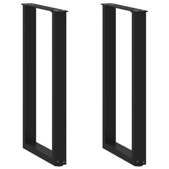 Berkfield Home Coffee Table Legs U-Shaped 2 pcs Black 38x(72-73) cm Steel