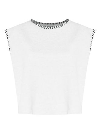 Osklen contrast-stitching top - women - Cotton/Jute/Polyester - M - White