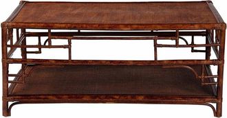 Baxton Studio Sebalio Tortoise Rattan Coffee Table With Open Shelf