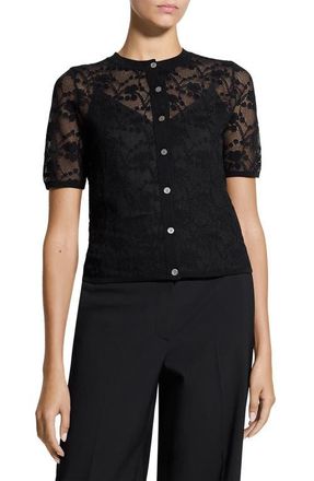 Theory Lace Cardigan in Black at Nordstrom, Size Petite