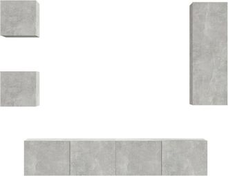 vidaXL Vidaxl - 5 Piece tv Cabinet Set Concrete Grey Engineered Wood