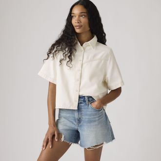 Levi's Logan Short Sleeve Denim Shirt - Womens - XS - White