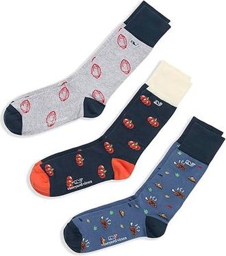 Vineyard Vines Thanksgiving Icons 3-pack Socks Mens No Show Socks Shoes, Cotton/Nylon/Spandex