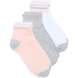 Nordstrom Rack 3-Pack Athleisure Varsity Ankle Socks in Rose Pink Multi at Nordstrom Rack, Size 9/11