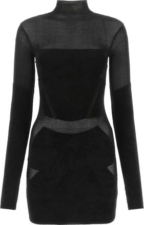 Dion Lee Black Stretch Viscose Blend Mini Dress