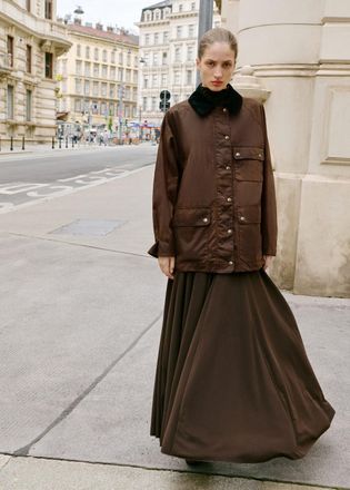 Mango Parka collo velluto a coste effetto cerato marrone tabacco - Donna - XS - MANGO