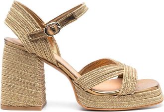 Castaner 100mm platform sandals - women - Artificial Leather/Calf Leather/Polyester/Metallized Polyester/Sheepskin - 35 - Gold