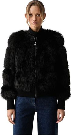 Patrizia Pepe Fluffy Bomberjack - Dames - Jassen - Zwart - Maat: XS Poliester