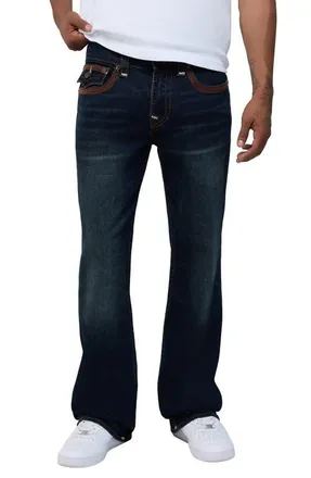 True Religion Billy Super Flatlock Flap Bootcut Jeans in Midnight Serenade Dark Wash at Nordstrom, Size 40