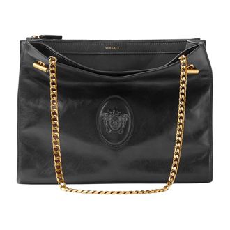 Versace Cabine Leather Shoulder Bag - female - Versace - Shoulder Bags - Black - ONE SIZE - Bags