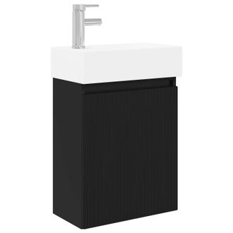 vidaXL M&oacute;dulo De Ba&ntilde;o Con Grifer&iacute;a Negro 45,5 X 22,5 X 84 Cm Vidaxl