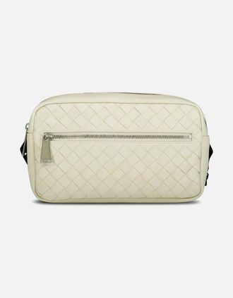 Bottega Veneta Mens Bottega Veneta Basket Weaved Leather Belt Bag Ivory - White