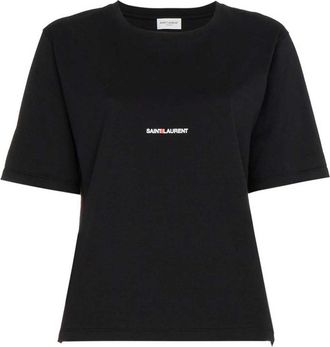 Saint Laurent Black Stampa Logo T-shirt