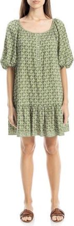 Max Studio Puff Sleeve Tunic Dress in Ivy Batik Da-Ivory Batik Daisy at Nordstrom Rack, Size X-Small