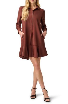 Adrianna Papell Hailey Button-Up Shift Shirtdress in Chocolate at Nordstrom, Size X-Large