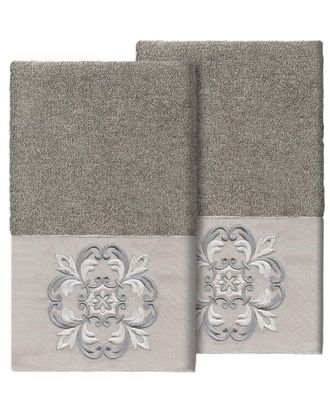 Linum Home Textiles 100% Turkish Cotton Alyssa 2Pc Embellished Hand Towel Set