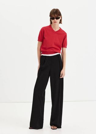 Mango Pullover maglia collo a V rosso - Donna - XXS - MANGO