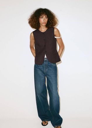 Mango Gilet bottoni lyocell cioccolato - Donna - XXS - MANGO
