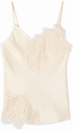 Oltre Tops, Dames, Wit, S, Satijn, Satijnen top met kant